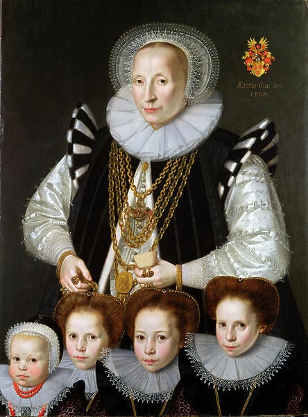 A Pair of Family Portraits, 1598 (oil on panel) (for pair see 228146)
