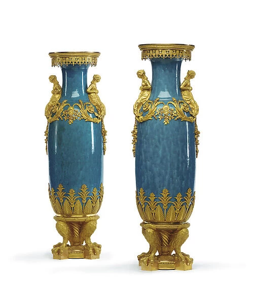 Pair of Louis XVI style vases, third quarter of the nineteenth century