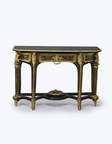 One of a pair of ormolu-mounted brown tortoiseshell pier tables, c