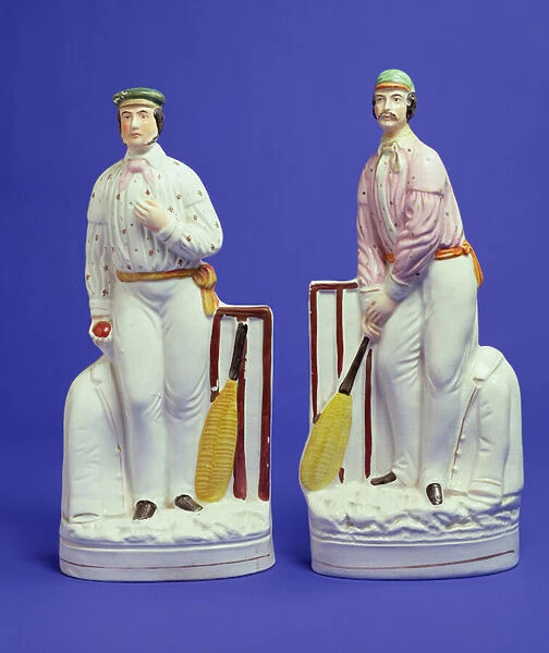 Pair of Staffordshire pottery cricketers reputed to represent George Parr