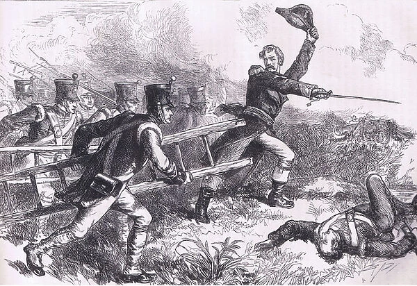 Pakenham leading the attack of New Orleans, illustration from Cassells History of