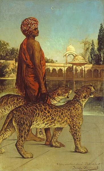 The Palace Guard with Two Leopards (oil on canvas)