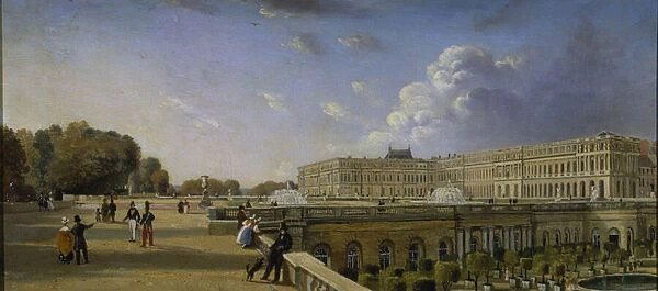 The Palace and Terrace at Versailles, c. 1825-35 (oil on panel)