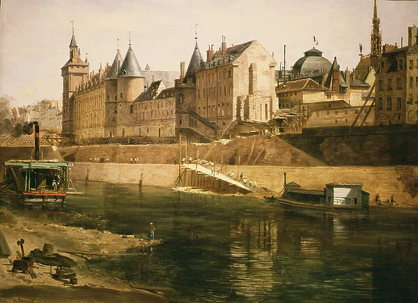 The Palais de Justice, the Conciergerie and the Tour de l Horloge, after 1858