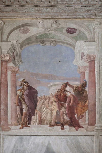 Palazzina (Small Building): view of the first room and its frescoes representing episodes from the Iliad: 'Athena prevents Achilles from drawing his sword against Agamemnon', 1756-57 (fresco)