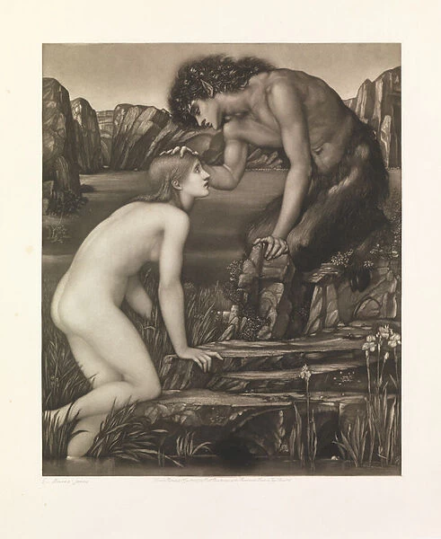 Pan and Psyche (mezzotint printed on paper)