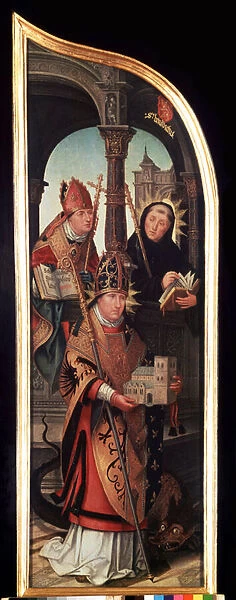 Panneau de gauche du tryptique de l annonciation (The annunciation). Peinture sur bois de Jean Bellegambe l ancien (1470-1534) Dim. 103 x 33 cm Saint Petersbourg, musee de l ermitage