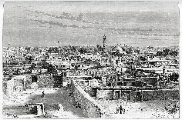Panorama of Baghdad, illustration from La Perse, la Chaldee et la Susiane