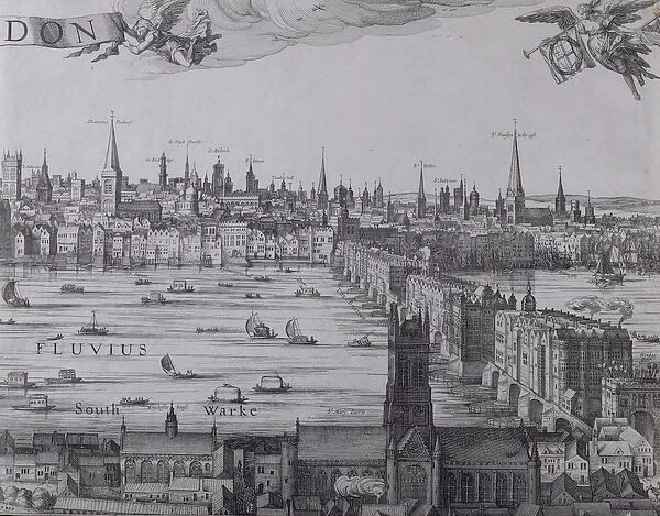 Panorama of London and the Thames, part three showing Southwark