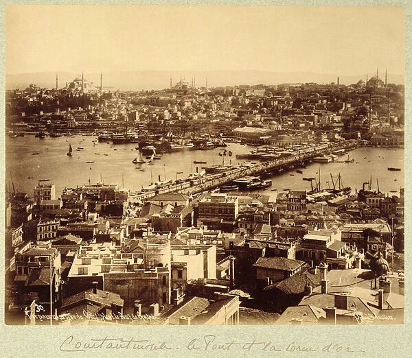 Panorama overlooking Istanbul and the River Bosphorus, c. 1890 (b  /  w photo)