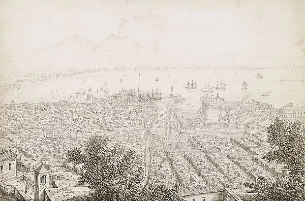 A Panoramic View of Naples (pen and brown ink)