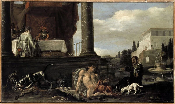 The parable of Lazarus and the rich man (oil on wood, 17th century)
