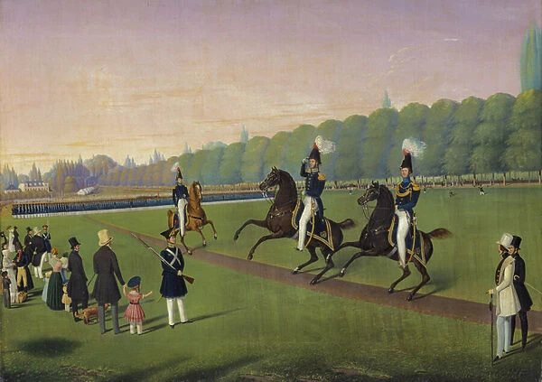 Parade of the Hamburg Burgermilitars, 1840 (oil on canvas)