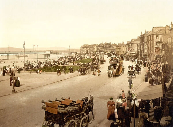 Parade looking west, Morecambe (hand-coloured photo)