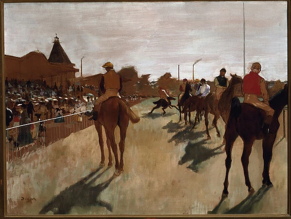 The parade or race horses in front of the stands (oil on canvas, 1866-1868)