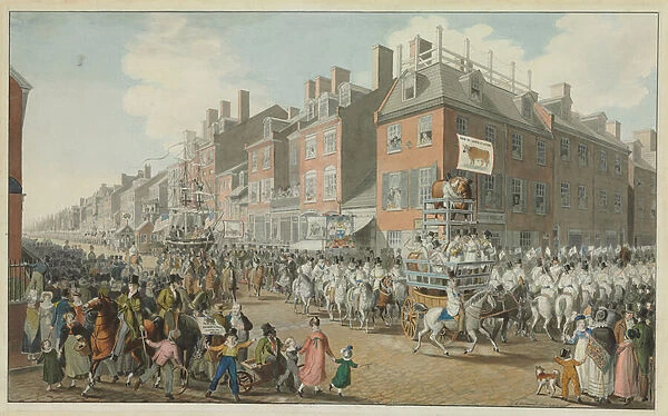 Parade of the Victuallers, Philadelphia, 1821 (w  /  c on paper)