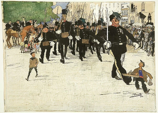 The Parade of the Vigilante Patrol in Ghent, 1912 (oil on canvas)