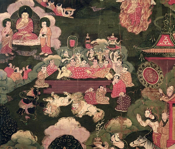 Parinirvana, from The Life of Buddha Sakyamuni (oil on canvas)