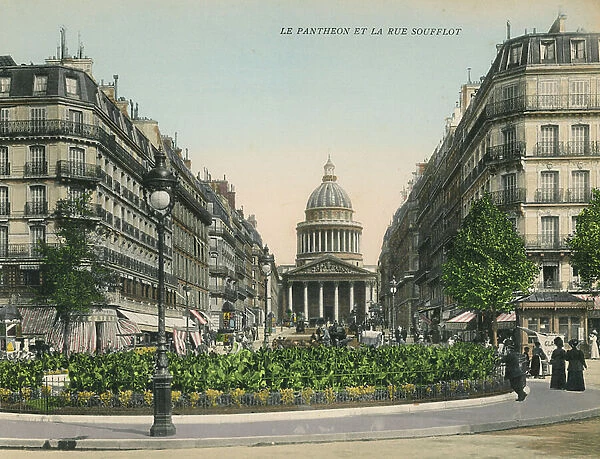 Paris: Le Pantheon Et La Rue Soufflot (coloured photo)