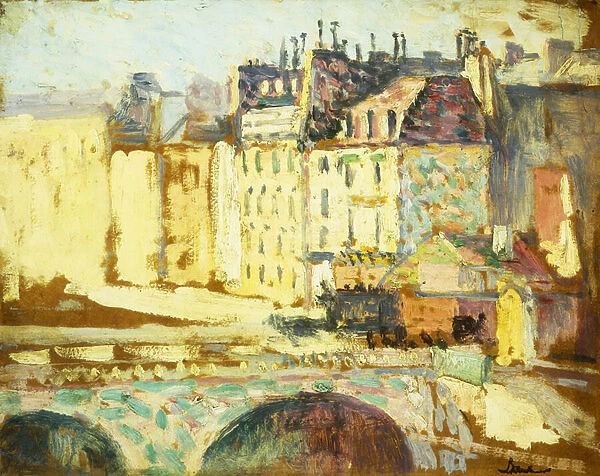 Paris, Le Pont Neuf, (oil on panel)