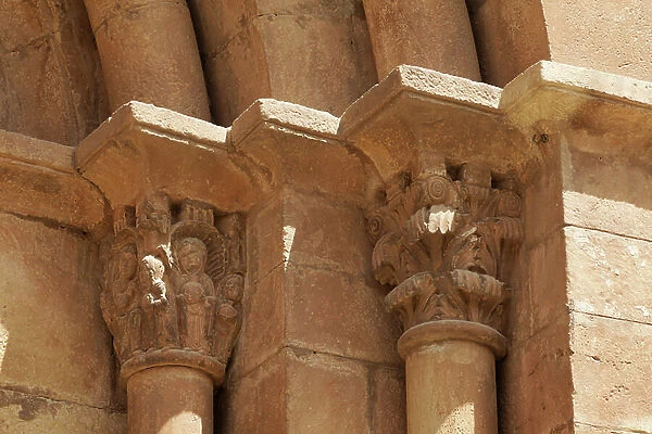 Parish church (Esglesia Sant Pere d'Or). Exterior. South portal. Arnau Cadell. Romanesque. 14th century