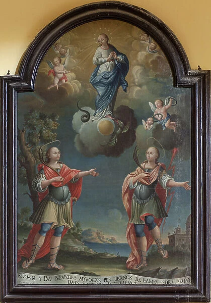 Parish church Esglesia de Santa Maria. Interior. Painting. The saints John and Paul. Oil on canvas. 18th century