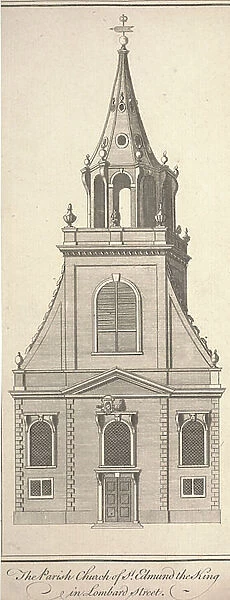 The Parish Church of St. Edmund the King in Lombard Street, c. 1750 (engraving)