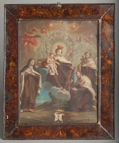 Parish museum. Painting (La Virgen del Carmen impone la casulla a San Simon Stock) Oil on copper. 17th century
