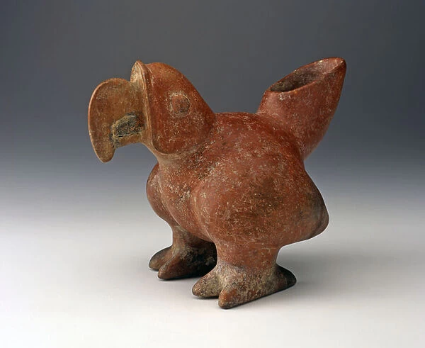 Parrot Effigy Vessel, c. 200 BC - 300 C. E. (ceramic with red slip paint)