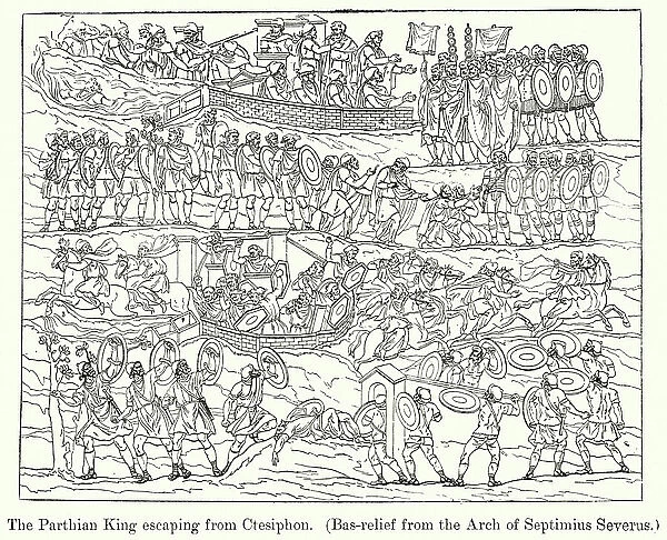 The Parthian King escaping from Ctesiphon, 1884 (litho)