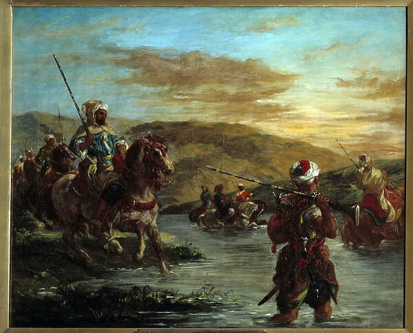 The passage of a gue in Morocco. Painting by Eugene Delacroix (1798-1863), 1858. hs  /  t