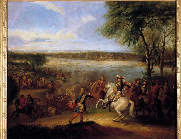 The Passage of the Rhine by Louis XIV (1638-1715) before Tolhuis 12  /  07  /  1672 Painting by