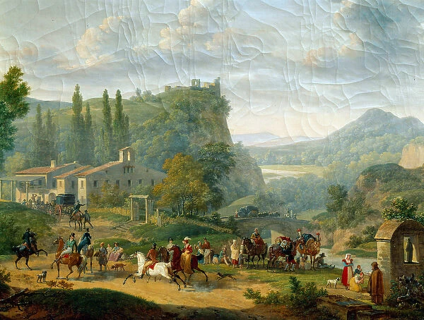 Passenger stop. Painting by Francois Swebach dit Swebach des Fontaines (1769 - 1823)