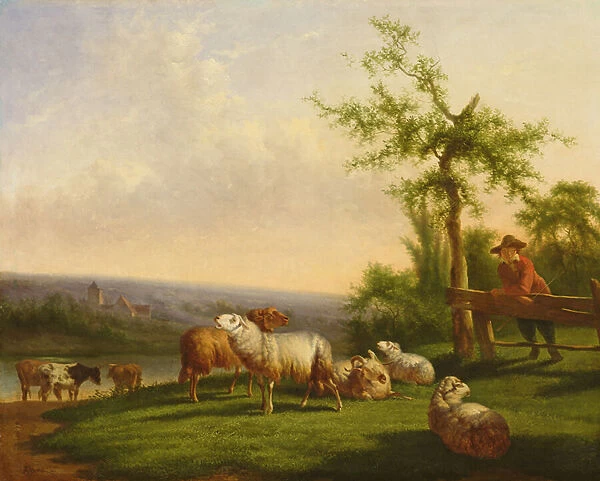 Pastoral Landscape with a Herd (oil on panel)
