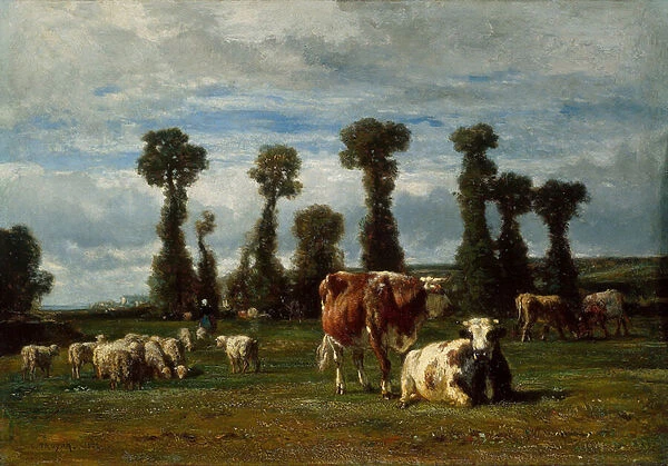 Pasture in Normandy, 1852 (oil on panel)