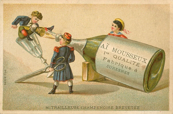 Patented Champagne machine gun (chromolitho)