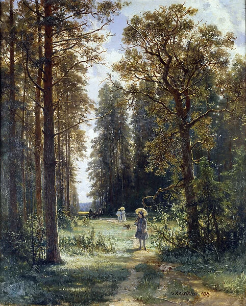 Path through the woods Clearing landscape in a forest. Painting by Ivan Ivanovich
