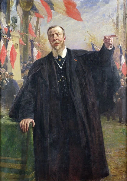 Paul Deroulede (1846-1914) Making a Speech at Bougival, January 1913 (oil on canvas)