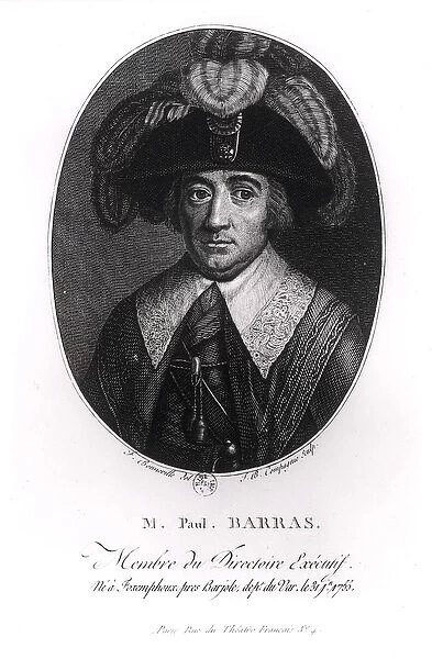Paul Francois Jean Nicolas (1755-1829) Vicomte de Barras (engraving) (b  /  w photo)