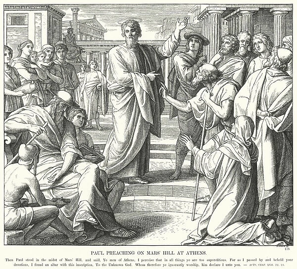Paul Preaching on Mars Hill at Athens (engraving)