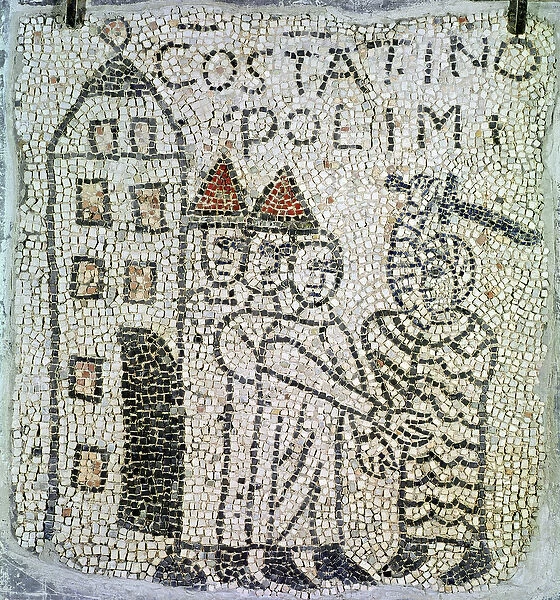 Pavement of St. John the Evangelist, detail of the Siege of Constantinople in June 1204