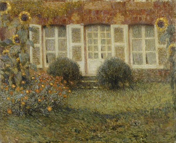 Pavilion House with Sunflowers; Le Pavillon aux Tournesols, (oil on canvas)