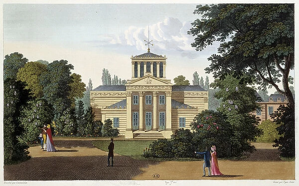 Pavillon du jardin de Monceau. Engraving by Courvoisier, 1827
