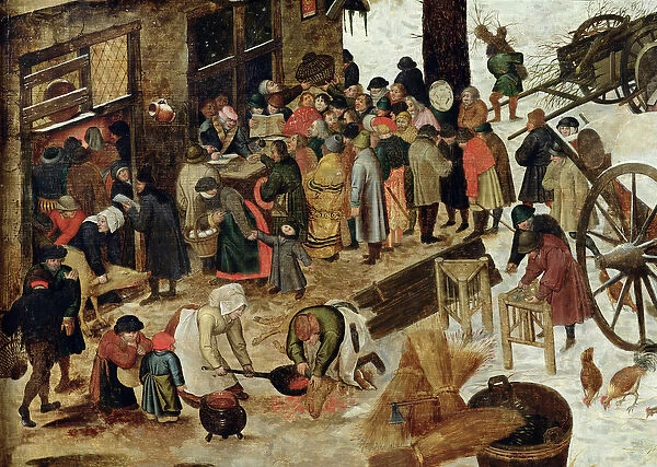 The Payment of the Tithe, or The Census at Bethlehem, detail, after 1566 (oil on panel)