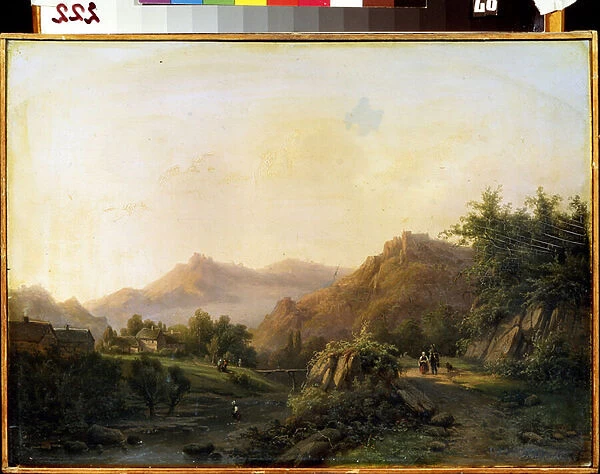 Paysage avec chemin (Landscape with a way). Peinture de Barend Cornelis Koekkoek (1803-1862). Huile sur toile. Art hollandais. M. Kroshitsky Art Museum, Sevastopol (Sebastopol), Ukraine