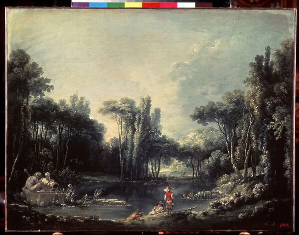 'Paysage a l etang'(Landscape with a pond) Peinture de Francois Boucher (1703-1770) 1746 Musee Pouchkine, Moscou