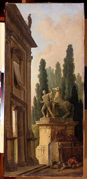 Paysage. Peinture de Hubert Robert (1733-1808), huile sur toile, vers 1770-1780, art francais. State Museum Arkhangelskoye Estate, Moscou