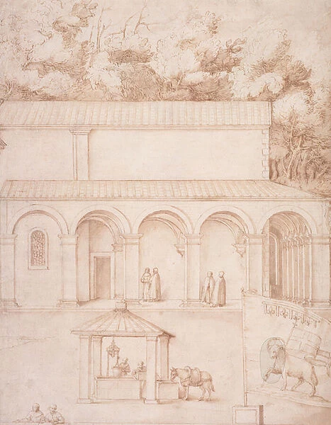 PD. 54-1997 View of the Monastery of La Verna, The Courtyard and The Well, c