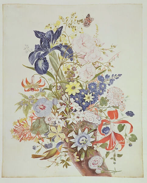 PD. 915-1973 Mixed flowers in a cornucopia, c. 1768 (w  /  c and gouache on vellum)