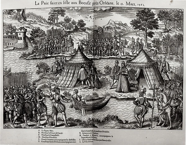 The Peace Made on L Isle aux Boeufs, near Orleans on 13th March 1563 (engraving)